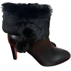 Bally Black Calf Leather Lacea Fur Booties